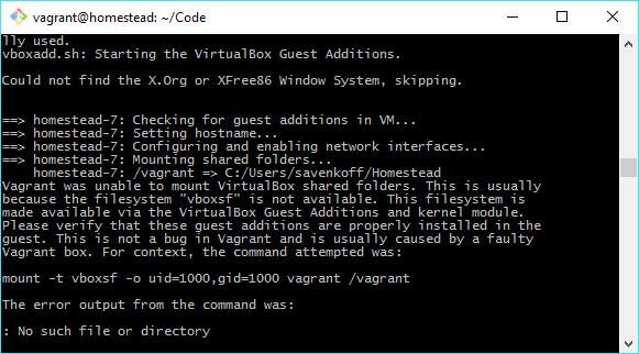 Vagrant Error: Unable to Mount VirtualBox Shared Folders